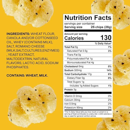 "Tantos Puffed Pasta Chips Cacio e Pepe Plant Based Low Calorie Snack 4 oz, Pack of 2"